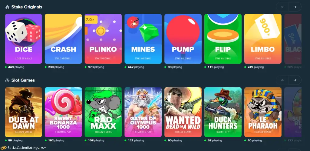 Stake.us Original Social Casino Games