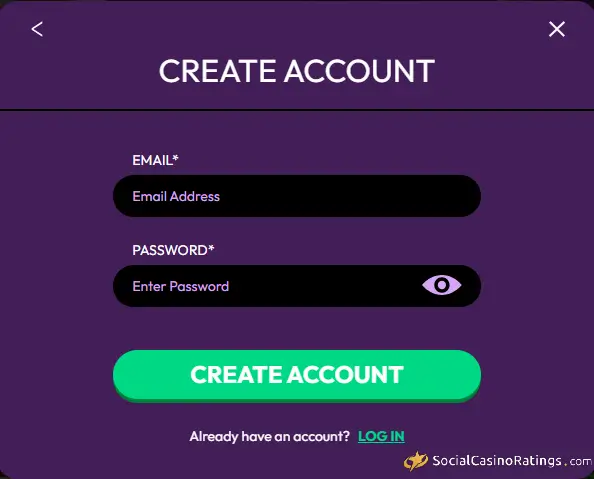 Crown Coins Casino Register Form