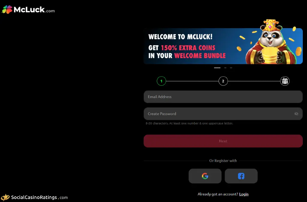 McLuck Register Form