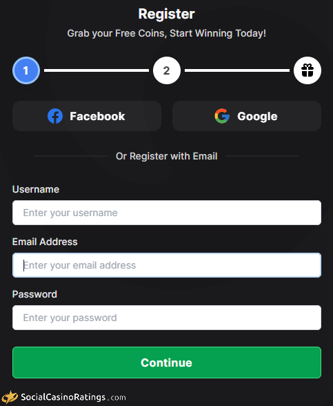 WOW Vegas Register Form